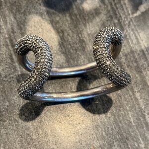 Giles and Brother Chunky Silver Pave Cuff Bracelet Authentic OS